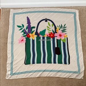 Anne Klein Floral Handbag Print Square Scarf- Green & Navy NWOT